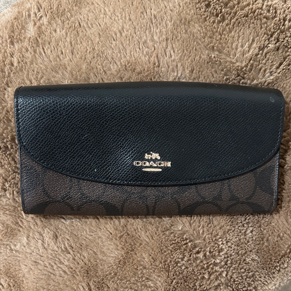 Coach Black and Brown Signature Wallet